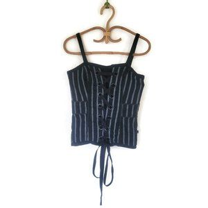 Pin Stripe Lace up Corset